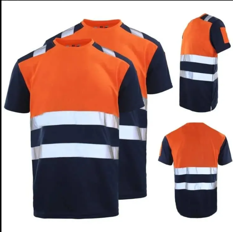 High visibility t-shirt Zimbabwe - Safety orange and navy reflective shirt Harare workwear